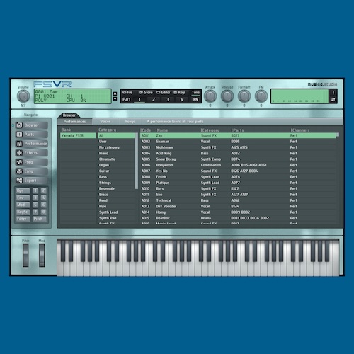 musicastudio「FSVR」Yamaha FS1Rをソフトウェアで再構築！8オペレーターFMとフォルマントシンセシスを扱えるシンセサイザー｜DTMプラグインセール