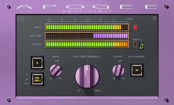 Apogee「Soft Limit」ピークを自然に丸めながらクリッピングを防ぎ、ドラム・ボーカル・ステレオミックスに使えるリミッタープラグイン|DTMプラグインセール