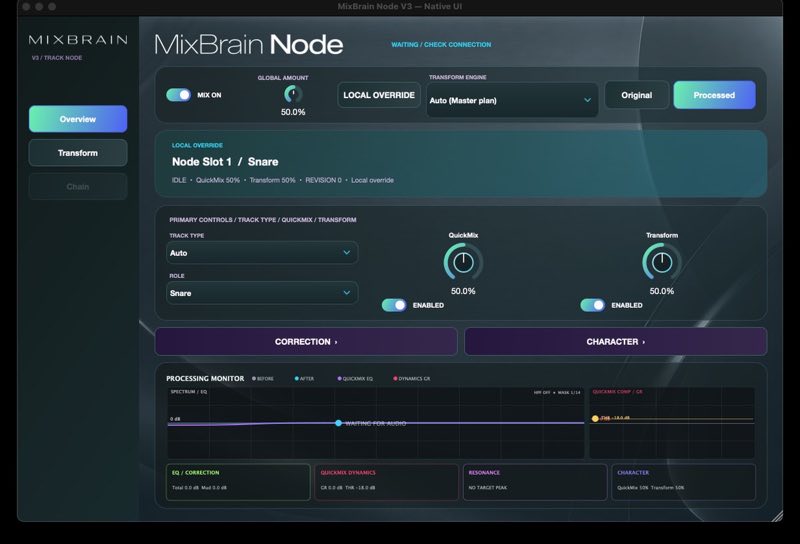 Kensuke Okumura「MixBrain V3 FREE」ミックスの意図を言葉で伝えて処理に反映!QuickMix・Transform・ローカルLLMを使える無料AIミックスプラグイン|DTMプラグインセール