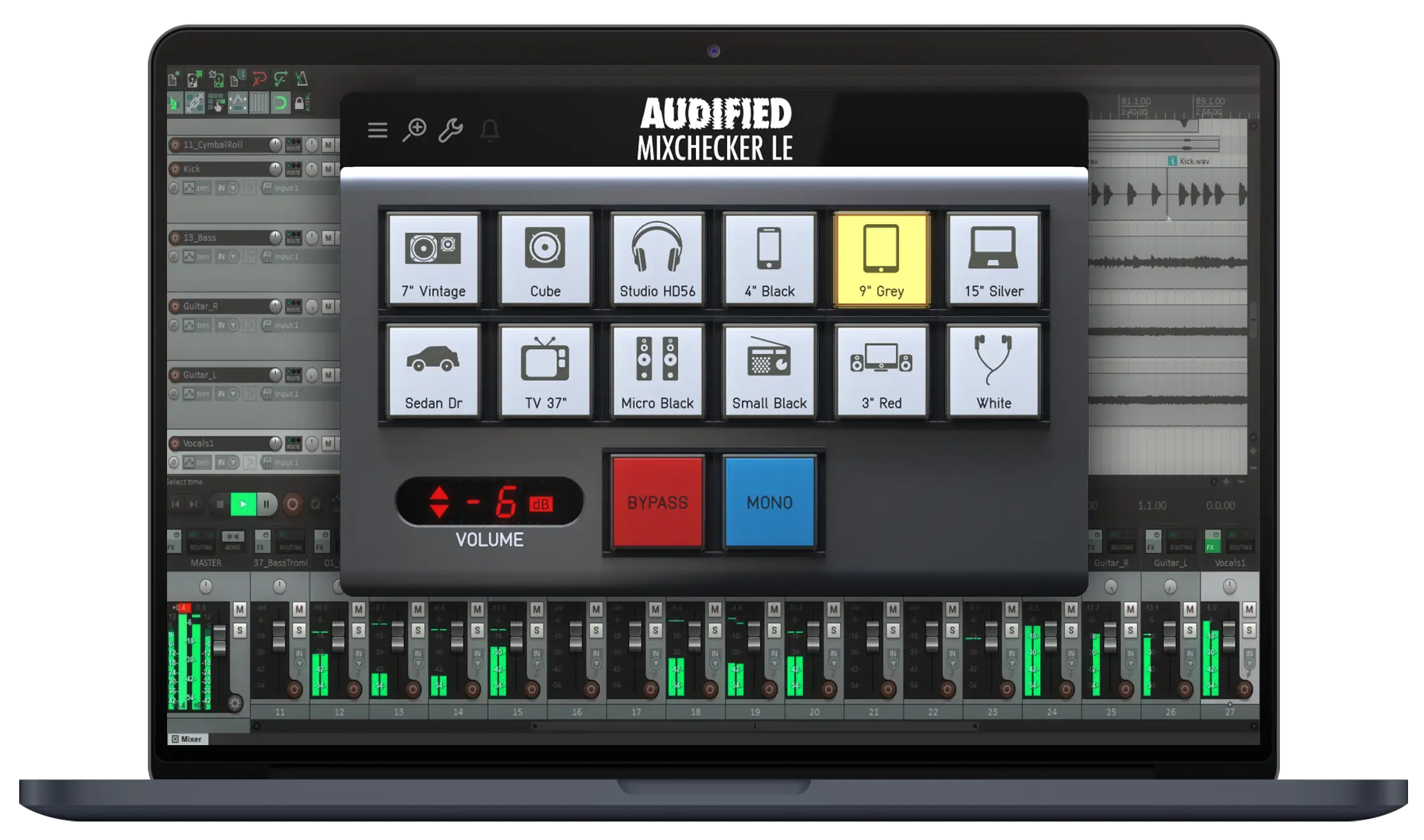 Audified「MixChecker LE」12種類の再生環境をDAW内でシミュレーション！ミックスがスマホやスピーカーでも崩れないか確認できるモニタリングツール｜DTMプラグインセール