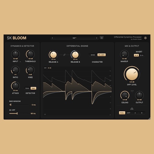 Studio Kozak「SK Bloom」スネアやキックのアタックを変えずに胴鳴りと余韻を伸ばせる無料ダイナミクスプラグイン｜DTMプラグインセール