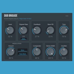 Illegal State of Mind「Dub Brigade」暗く温かいBBDディレイサウンドを再現！自己発振にも対応する無料ディレイプラグイン｜DTMプラグインセール