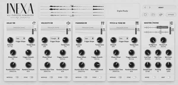 Cloudy Samples「Inexa」打ち込みの機械的な響きを自然に!タイミング・音量・パン・ピッチを変化させるヒューマナイザープラグイン|DTMプラグインセール