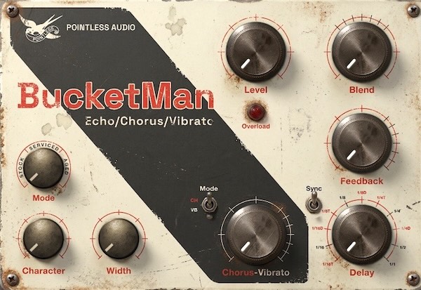 Pointless Audio「BUCKETMAN」BBD特有の暗い反復と揺れを再現！Echo・Chorus・Vibratoを備えたディレイプラグイン｜DTMプラグインセール