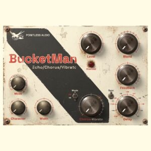 Pointless Audio「BUCKETMAN」BBD特有の暗い反復と揺れを再現！Echo・Chorus・Vibratoを備えたディレイプラグイン｜DTMプラグインセール