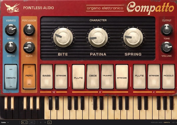 Pointless Audio「COMPATTO」1960年代コンボオルガンの細くリード感のある音と経年変化を再現する無料音源|DTMプラグインセール
