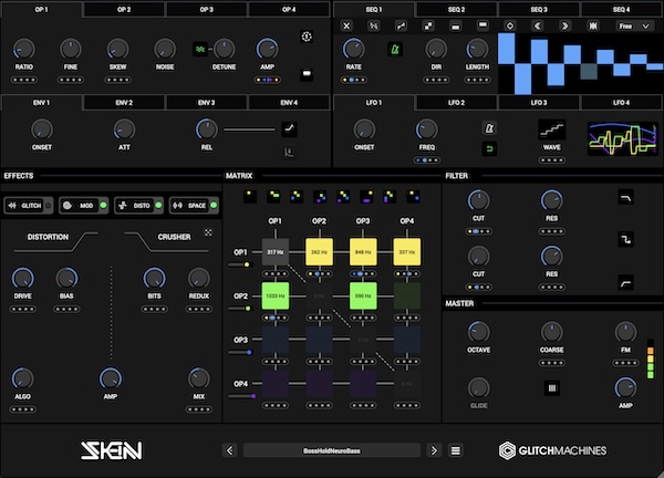 Glitchmachines「Skein」実験的な音作りに特化！4オペレーターFMと豊富なモジュレーションを搭載したシンセサイザー｜DTMプラグインセール