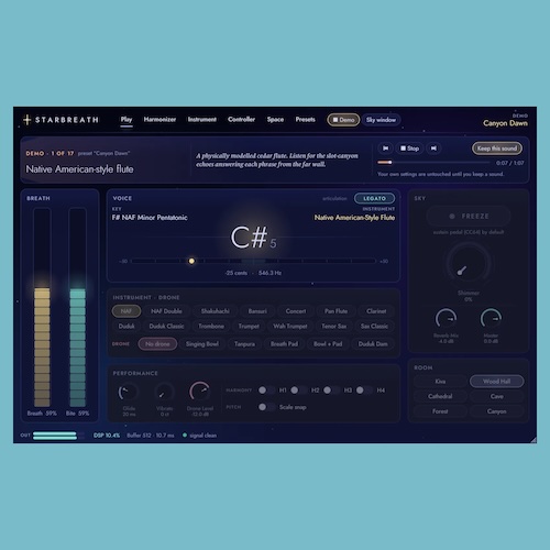 「Starbreath」サンプル不使用で管楽器を再現！息・リード・唇までリアルタイム計算するフルート・リード・ブラスを収録した物理モデリング音源｜DTMプラグインセール