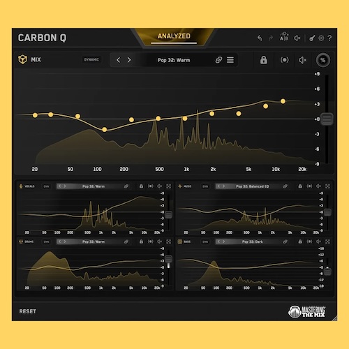 Mastering The Mix「CARBON Q」ボーカル・音楽・ドラム・ベースを連携し、EQと音量バランスをまとめて整えるConnected EQ｜DTMプラグインセール