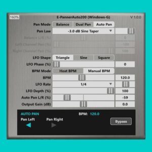 Windows-G「E-PannerAuto200」LFOで左右の動きを作れる！3種類のパンモードを搭載した無料パンニングプラグイン｜DTMプラグインセール