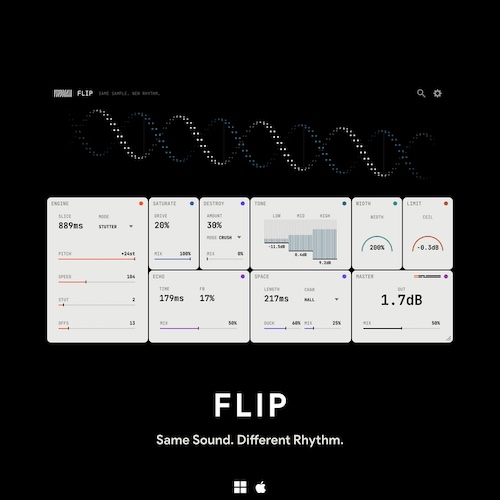 Thenatan Audio「FLIP」Reverse・Stutter・Freezeなど9つのプロセッサーでループやボーカルを再構築できるMultiFXプラグイン｜DTMプラグインセール