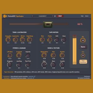 PhotonDSP「TapeEngine」20種類のテープ処理を搭載！きれいなアナログ感から壊れたカセットの質感まで作れる無料テープシミュレーター｜DTMプラグインセール
