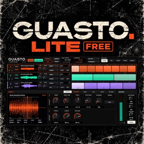 Creature From The Black「GUASTO LITE」自分のサンプルを崩して再構築！4つの再生モードと3トラックで実験的なリズムを作れる無料サンプラー｜DTMプラグインセール