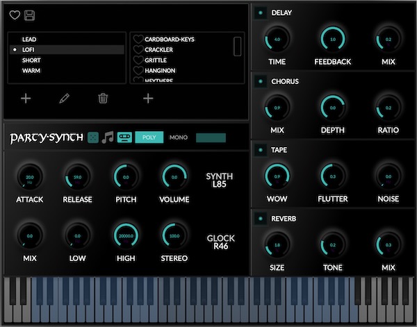 Party Bag Plugins「Party-Synth」Junoサンプルとグロッケンを組み合わせた無料シンセプラグイン|DTMプラグインセール