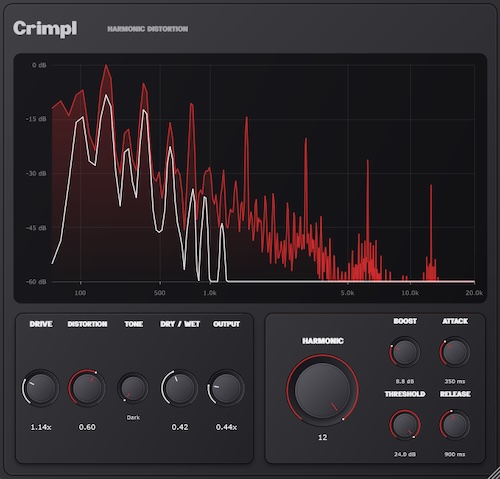 Bonaub「Crimpl」入力音のピッチに追従して最大12のオクターブレイヤーを追加!倍音と歪みを組み合わせられる無料ディストーションプラグイン|DTMプラグインセール