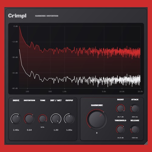 Bonaub「Crimpl」入力音のピッチに追従して最大12のオクターブレイヤーを追加！倍音と歪みを組み合わせられる無料ディストーションプラグイン｜DTMプラグインセール