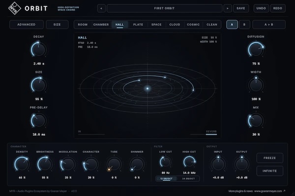 MYR「ORBIT Reverb / PULSAR Delay」2種類の無料エフェクトプラグイン！8アルゴリズムのリバーブと5タイプのディレイで多彩な空間演出｜DTMプラグインセール