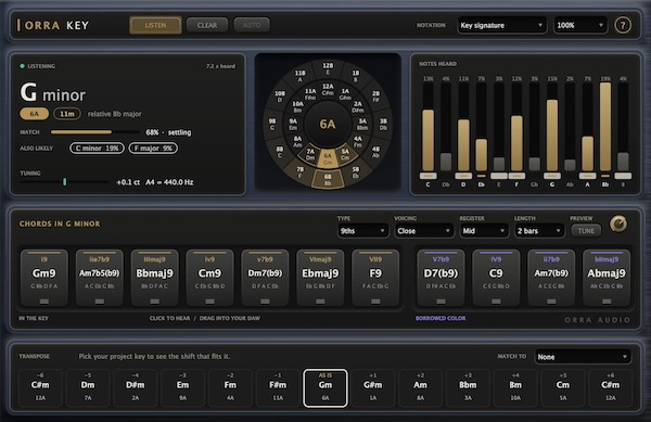 Orra Audio「Orra Key」サンプルのキーを数秒で検出!コード試聴・MIDIドラッグ&ドロップ・移調まで対応する無料プラグイン|DTMプラグインセール