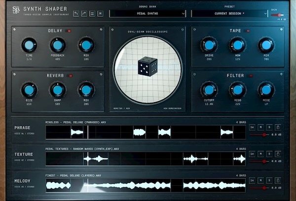 Synth Palace「SYNTH SHAPER」243種類の実機シンセサウンドを収録！3レイヤーのランダム生成で新しいフレーズを作れる無料音源｜DTMプラグインセール