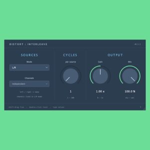 silvansky「DistInterleave」2つの音声ソースの波形周期を交互に組み合わせる！左右チャンネルやサイドチェイン入力に対応した無料エフェクトプラグイン｜DTMプラグインセール