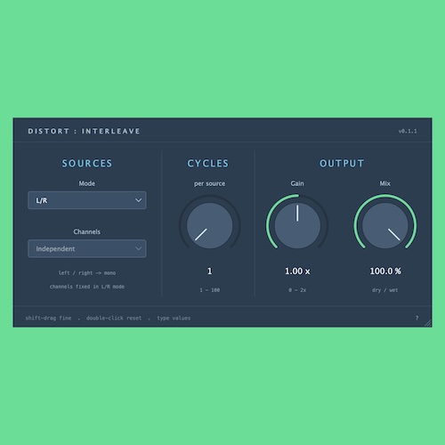 silvansky「DistInterleave」2つの音声ソースの波形周期を交互に組み合わせる！左右チャンネルやサイドチェイン入力に対応した無料エフェクトプラグイン｜DTMプラグインセール