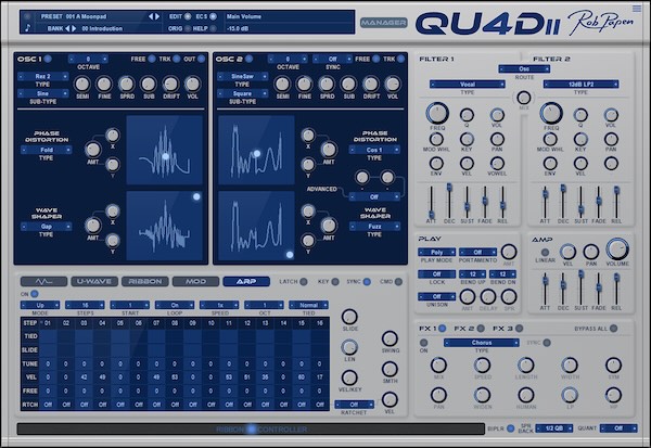 Rob Papen「Quad-2」フェーズディストーションとウェーブシェイピングを組み合わせ、XYパッドで複雑な音色を作り出すソフトシンセサイザー|DTMプラグインセール
