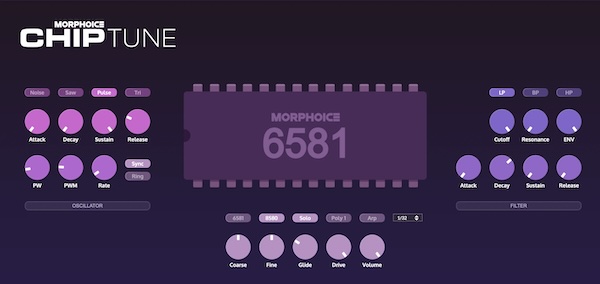 Morphoice「ChipTune」Commodore 64のSIDチップを再現！レトロゲーム風サウンドを制作できる無料シンセサイザー｜DTMプラグインセール