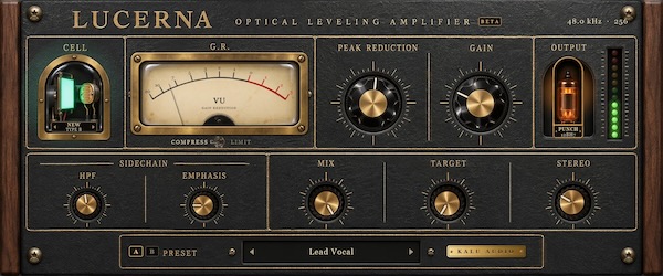 KALU AUDIO「Lucerna」4種類の光学セルと6種類の真空管モデルを搭載し、ボーカルやベースの音量を自然に整える無料オプティカルコンプレッサー｜DTMプラグインセール