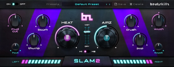 BeatSkillz「SLAM2」8種類のコントロールで低音の厚み・パンチ・ステレオの広がりを調整!ドラム・ボーカル・ミックス全体に使えるサウンドエンハンサー|DTMプラグインセール