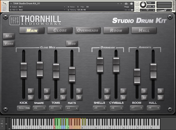 Thornhill AudioWorks「Studio Drum Kit (Multi Mic)」複数のマイク信号を個別に調整！実際のドラム録音を使ってミックスを体験できるKontaktドラム音源｜DTMプラグインセール