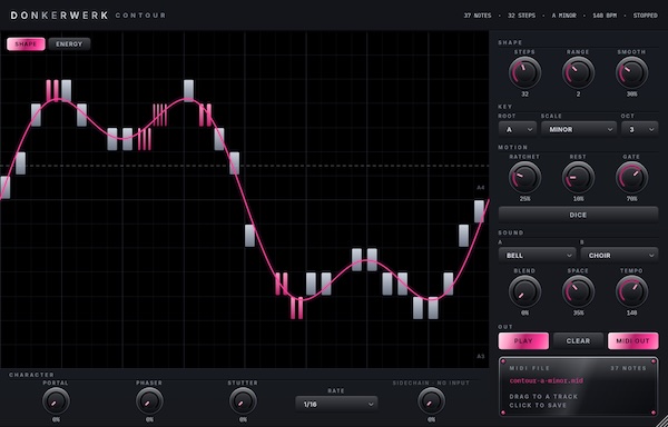 DONKERWERK「808 SOFT CLIP・PEQ・SOFT CLIP・CONTOUR」808ベースの歪み加工・12バンドEQ・マスターバス処理・MIDIメロディ生成に使える4種類のVST3プラグイン|DTMプラグインセール