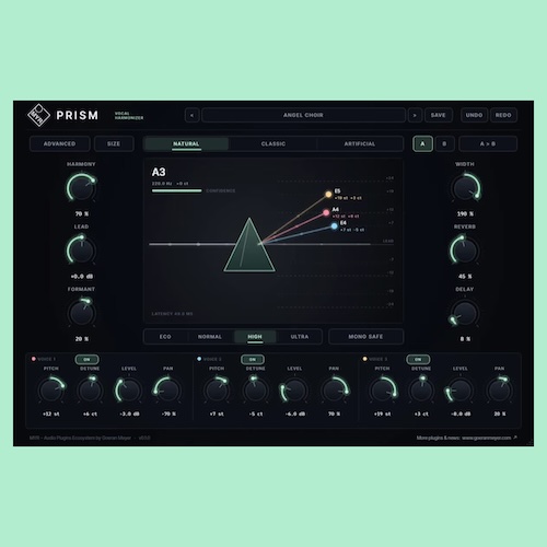 MYR「PRISM Harmonizer」1つのボーカルから最大3声のハーモニーを生成！音程・フォルマント・ステレオ感を調整できる無料プラグイン｜DTMプラグインセール
