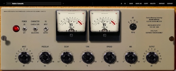 M Media Audio「Room Service」金属製プレート特有の密度の高い残響を再現!Tube・Solid Stateの音色切り替えでボーカルやドラムに奥行きを加える無料リバーブプラグイン|DTMプラグインセール