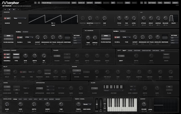 Morphor「Aetheriae」最大8つの音源ソースを重ねて複雑な音色を作成！グラニュラー・FM・物理モデリングを搭載したハイブリッドシンセサイザー｜DTMプラグインセール