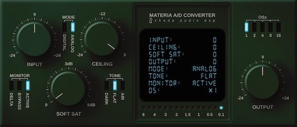 Shada Audio DSP「MATERIA CLIP」アナログA/Dコンバーターの音響特性を再現するニューラルエンジン搭載クリッパー!サチュレーションからマスタリングまで対応|DTMプラグインセール