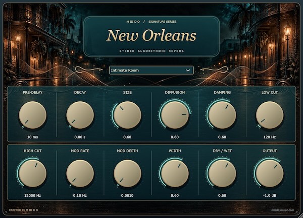 M III D O「New Orleans・Delay Z-Plus」無料の空間系エフェクト2製品！12種類のリバーブ調整機能と6種類のディレイモードを搭載｜DTMプラグインセール