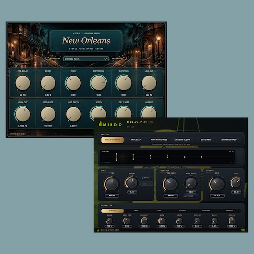 M III D O「New Orleans・Delay Z-Plus」無料の空間系エフェクト2製品！12種類のリバーブ調整機能と6種類のディレイモードを搭載｜DTMプラグインセール