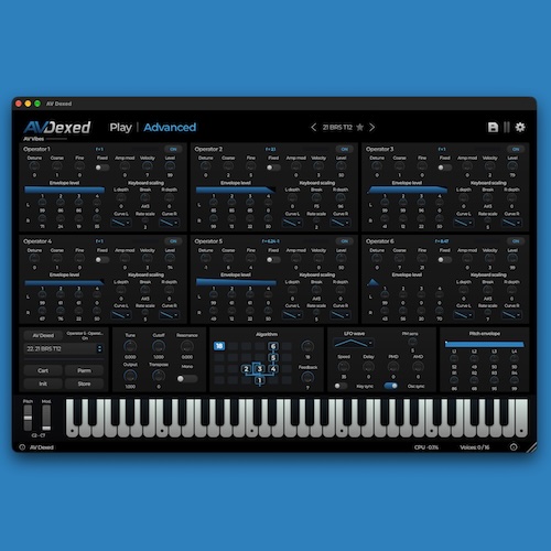 AV Vibes「AV Dexed」DX7スタイルのFMシンセが使いやすく進化！新しい操作画面とリバーブ・ディレイ・コーラスを搭載したソフトウェア音源｜DTMプラグインセール