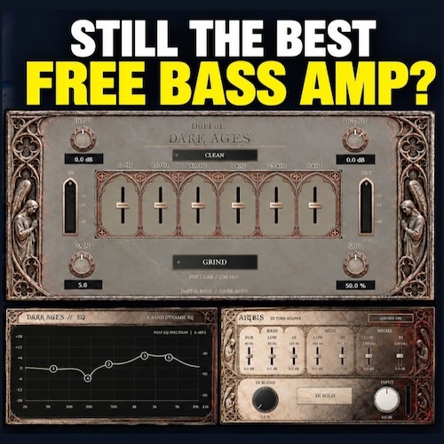 DuFFuL「Bass Dark Ages」3種類のアンプとDIブレンド、コンプレッサー、ダイナミックEQを搭載！クリーンから重厚な歪みまで作れる無料ベースアンプ・プラグイン｜DTMプラグインセール