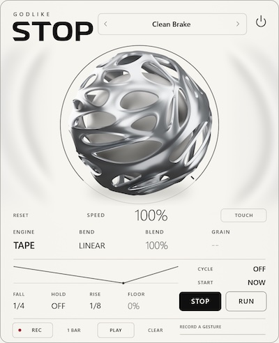 Godlike Loops「GODLIKE STOP」3種類のエンジンでテープストップ・ピッチダウン・リズミカルなリピートを作れる無料エフェクトプラグイン|DTMプラグインセール