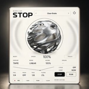 Godlike Loops「GODLIKE STOP」3種類のエンジンでテープストップ・ピッチダウン・リズミカルなリピートを作れる無料エフェクトプラグイン｜DTMプラグインセール