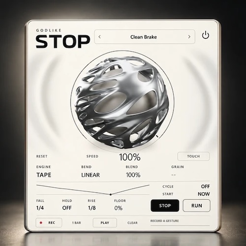 Godlike Loops「GODLIKE STOP」3種類のエンジンでテープストップ・ピッチダウン・リズミカルなリピートを作れる無料エフェクトプラグイン｜DTMプラグインセール