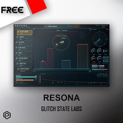 Glitch State Labs「RESONA」3D都市を飛び回りながら残響を操作！16種類の初期反射音と8種類のグリッチエフェクトで空間を演奏するリバーブ｜DTMプラグインセール