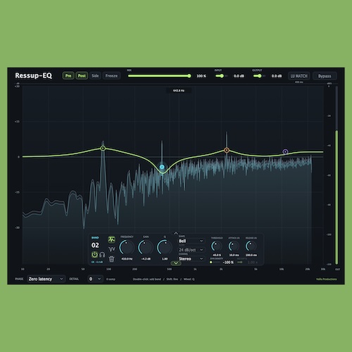 Valla Productions「Ressup-EQ」24バンドEQ・ダイナミックEQ・レゾナンス抑制を統合！ボーカルやシンセの耳障りな共鳴を調整するイコライザー｜DTMプラグインセール
