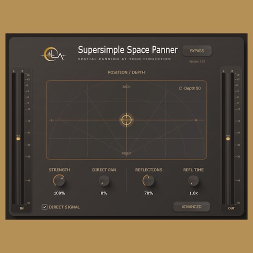 OwnLife Audio「Supersimple Space Panner」音の左右の定位と前後の奥行きを直感的に調整！初期反射音を使ってステレオ空間に立体感を加えるエフェクト｜DTMプラグインセール