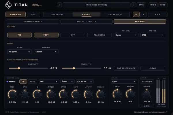 MYR「TITAN EQ」24バンドすべてがダイナミックEQに対応！3種類のフェーズモードとアナログサチュレーションを搭載した無料イコライザープラグイン｜DTMプラグインセール