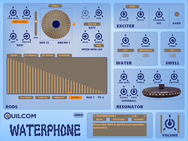 Quilcom「WATERPHONE」ホラー映画で使われる不気味な効果音楽器をシンセサイザーで再現!音程や音色を変化させ、恐怖や緊張感を演出できるプラグイン|DTMプラグインセール