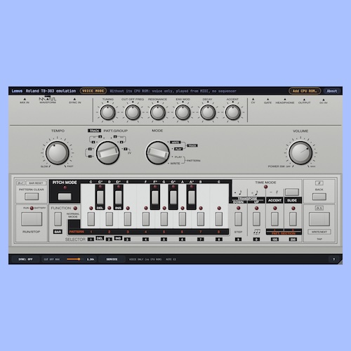 Lemus「ro-mono-303」Roland TB-303の回路をパーツ単位で再現！実機400音との比較・調整でアシッドベースサウンドを追求した無料シンセプラグイン｜DTMプラグインセール