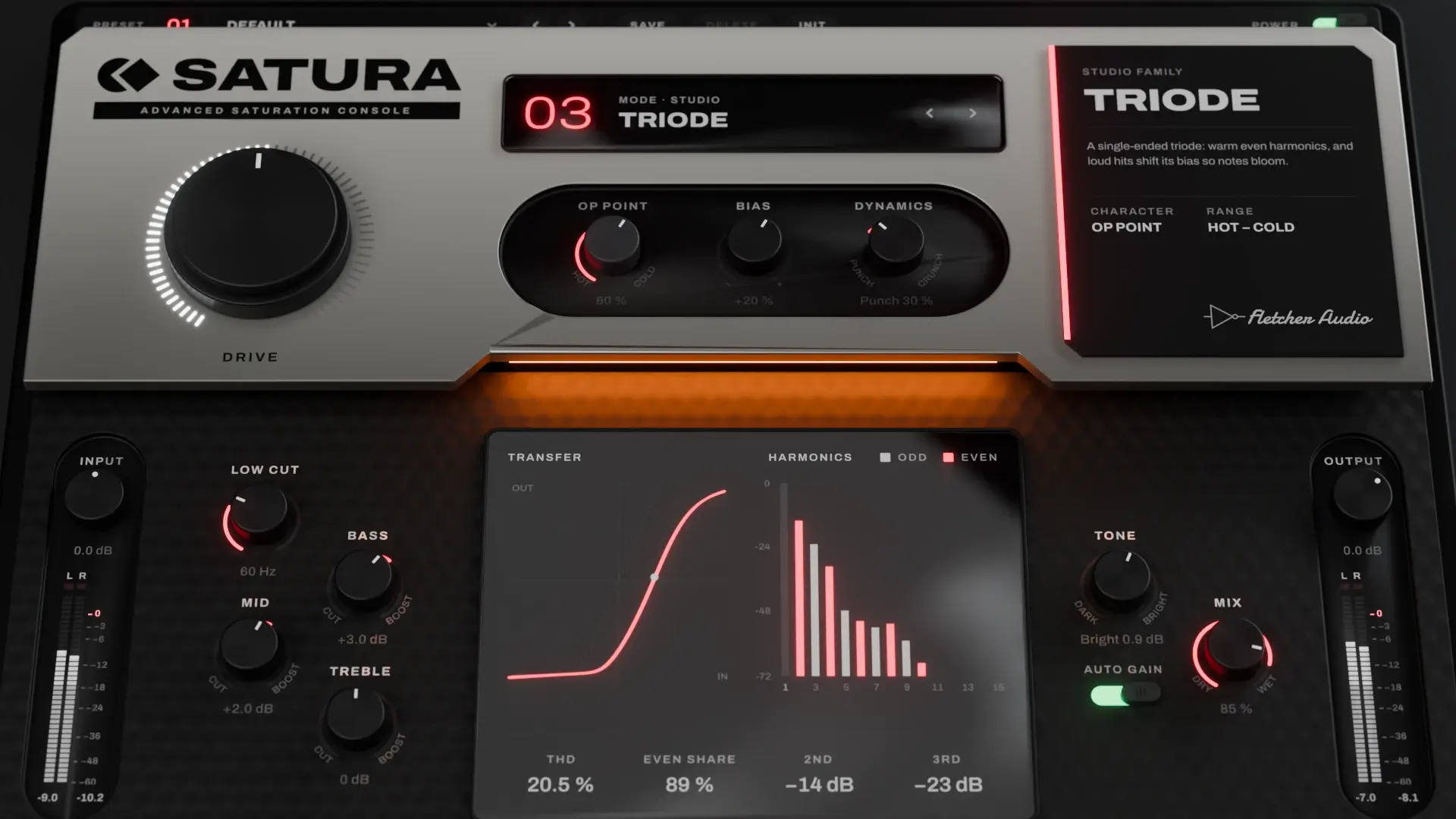 Fletcher Audio「Satura」は、12種類のサチュレーションを搭載したエフェクトプラグイン。テープや真空管の温かみからファズ、ビットクラッシュによる激しい歪みまで対応。各モードの特徴や音作りの調整機能、ボーカル・ベース・ドラムへの活用法、対応環境を紹介します。