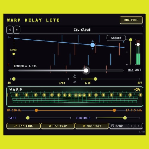 Shades Of Toast「Warp Delay Lite」8タップのマルチタップディレイとテープ・コーラス効果で音に動きや奥行きを加える無料プラグイン｜DTMプラグインセール